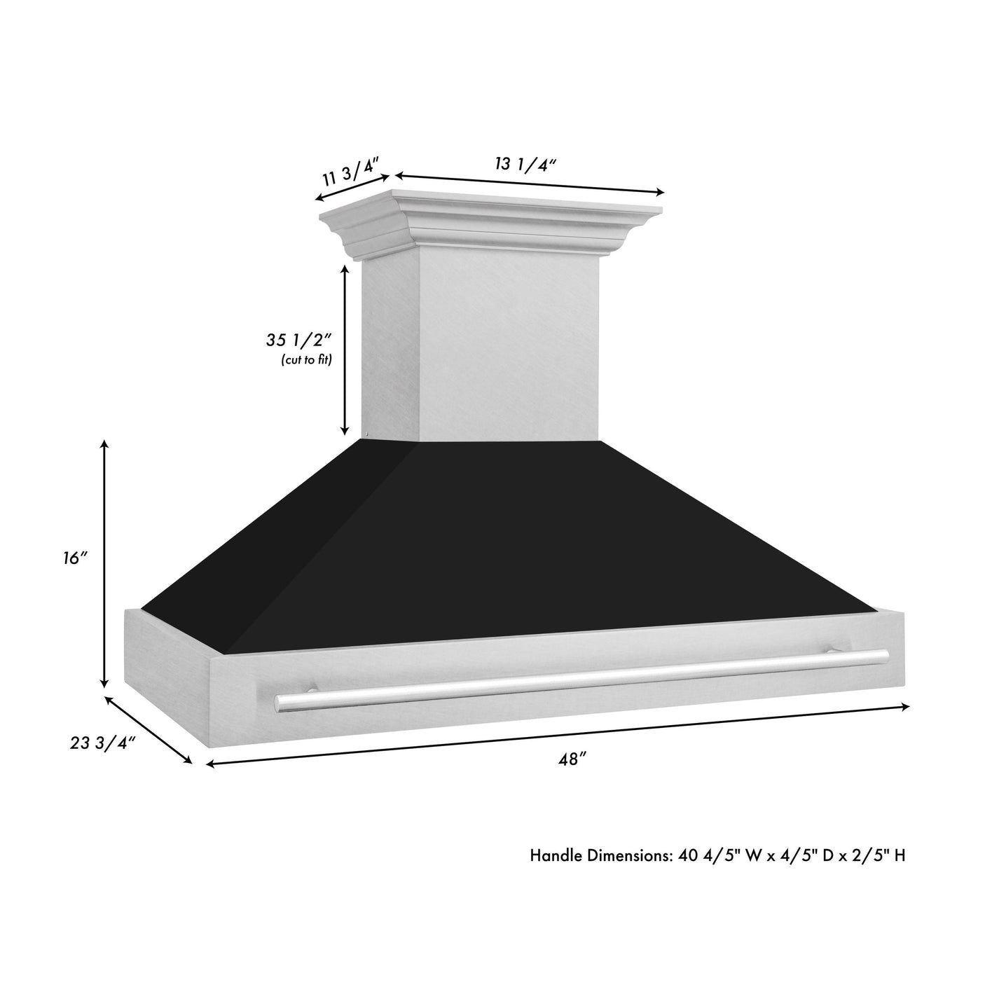 ZLINE 48 in. DuraSnow Stainless Steel Range Hood with Colored Shell Options (8654SNX-48) [Color: Black Matte]