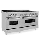 ZLINE 60 in. 7.4 cu. ft. Dual Fuel Range with Gas Stove and Electric Oven in DuraSnow Stainless Steel and Colored Door Options (RAS-60) [Color: DuraSnow Stainless Steel with Brass Burners]