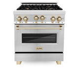 ZLINE Autograph Edition 30" 4.0 cu. ft. Range with Gas Stove and Gas Oven in Stainless Steel with Accents (RGZ-30) [Color: Champagne Bronze]