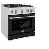 ZLINE 30 in. 4.2 cu. ft. Select Gas Range with 4 Burner Cooktop and Convection Gas Oven in DuraSnow' Stainless Steel with Black Matte Door (HGRS-BLM-30)