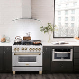 ZLINE Autograph Edition 36" 4.6 cu. ft. Range with Gas Stove and Gas Oven in Stainless Steel with Accents (RGZ-36) [Color: Champagne Bronze]