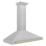 ZLINE 48 in. Autograph Edition Convertible Fingerprint Resistant DuraSnow Stainless Steel Range Hood with Champagne Bronze Handle (KB4SNZ-48-CB) [Color: Gold Accents]