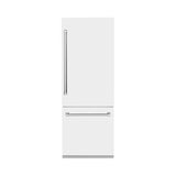 ZLINE 30" 16.1 cu. ft. Built-In 2-Door Bottom Freezer Refrigerator with Internal Water and Ice Dispenser in White Matte (RBIV-WM-30)