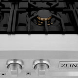 ZLINE 36 in. Porcelain Rangetop in DuraSnow Stainless Steel with 6 Gas Burners (RTS-36) Available with Brass Burners [Color: DuraSnow Stainless Steel with Brass Burners]