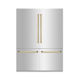 ZLINE 60" Autograph Edition 32.2 cu. ft. Built-in 4-Door French Door Refrigerator with Internal Water and Ice Dispenser in Stainless Steel with Polished Gold Accents (RBIVZ-304-60-G)