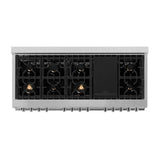 ZLINE 60 in. 7.4 cu. ft. Electric Oven and Gas Cooktop Dual Fuel Range with Griddle and Brass Burners in Fingerprint Resistant Stainless (RAS-SN-BR-GR-60)