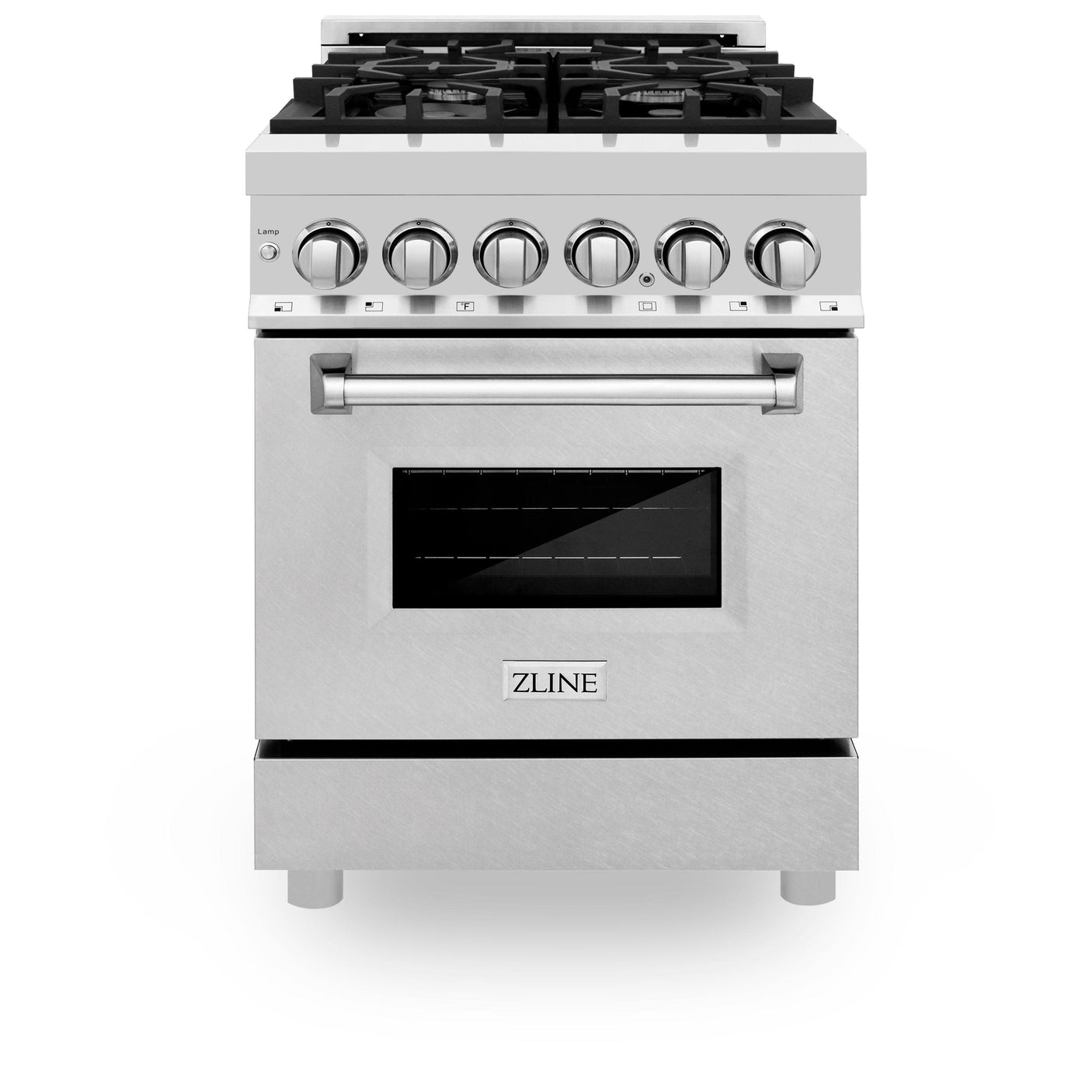 ZLINE 24 in. Professional Dual Fuel Range with Color Door Options (RA24) [Color: DuraSnow Stainless Steel Door]