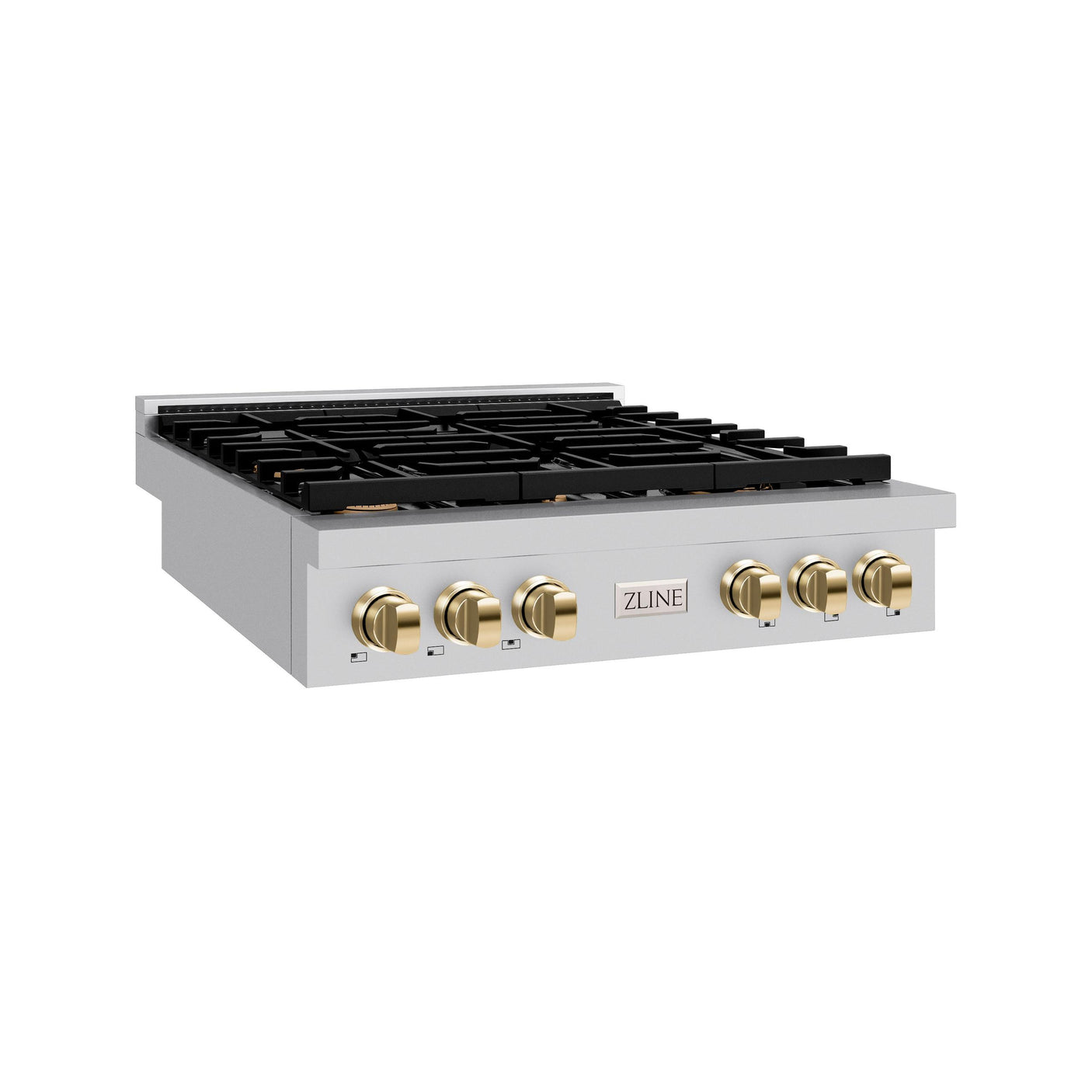 ZLINE 36 in. Autograph Edition Paramount Gas Rangetop with 6 Burners and Porcelain Cooktop in Stainless Steel with Polished Gold Accents (SRTZ-36-G)