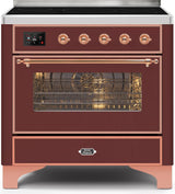 Majestic II 36 Inch Electric Freestanding Range in Burgundy with Copper Trim