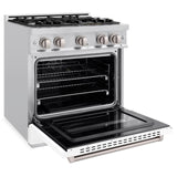 ZLINE 30 in. 4.2 cu. ft. Classic Dual Fuel Range with 4 Burner Gas Cooktop and Electric Convection Oven in Stainless Steel with White Matte Door (CDR-WM-30)