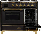 Majestic II 40 Inch Dual Fuel Natural Gas Freestanding Range in Matte Graphite with Brass Trim