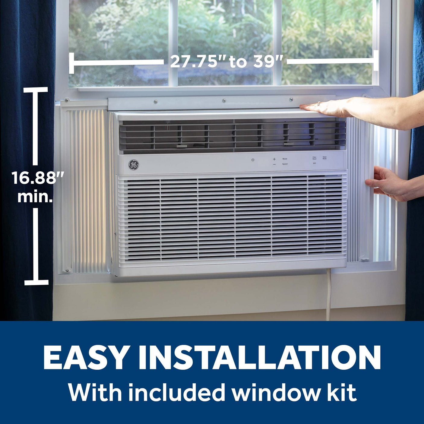 GE® 8,000 BTU Smart Heat/Cool Electronic Window Air Conditioner for Medium Rooms up to 350 sq. ft.