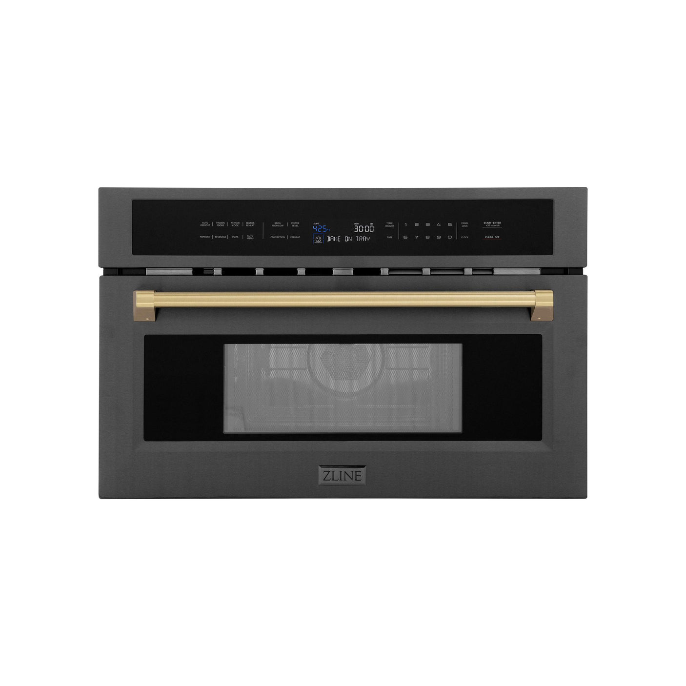 ZLINE Autograph Edition 30? 1.6 cu ft. Built-in Convection Microwave Oven in Black Stainless Steel and Champagne Bronze Accents (MWOZ-30-BS-CB)