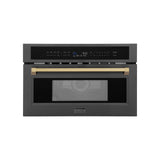 ZLINE Autograph Edition 30? 1.6 cu ft. Built-in Convection Microwave Oven in Black Stainless Steel and Champagne Bronze Accents (MWOZ-30-BS-CB)