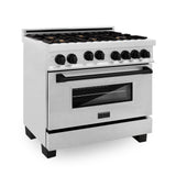 ZLINE Autograph Edition 36" 4.6 cu. ft. Range with Gas Stove and Gas Oven in DuraSnow® Stainless Steel with Accents (RGSZ-SN-36) [Color: Champagne Bronze]