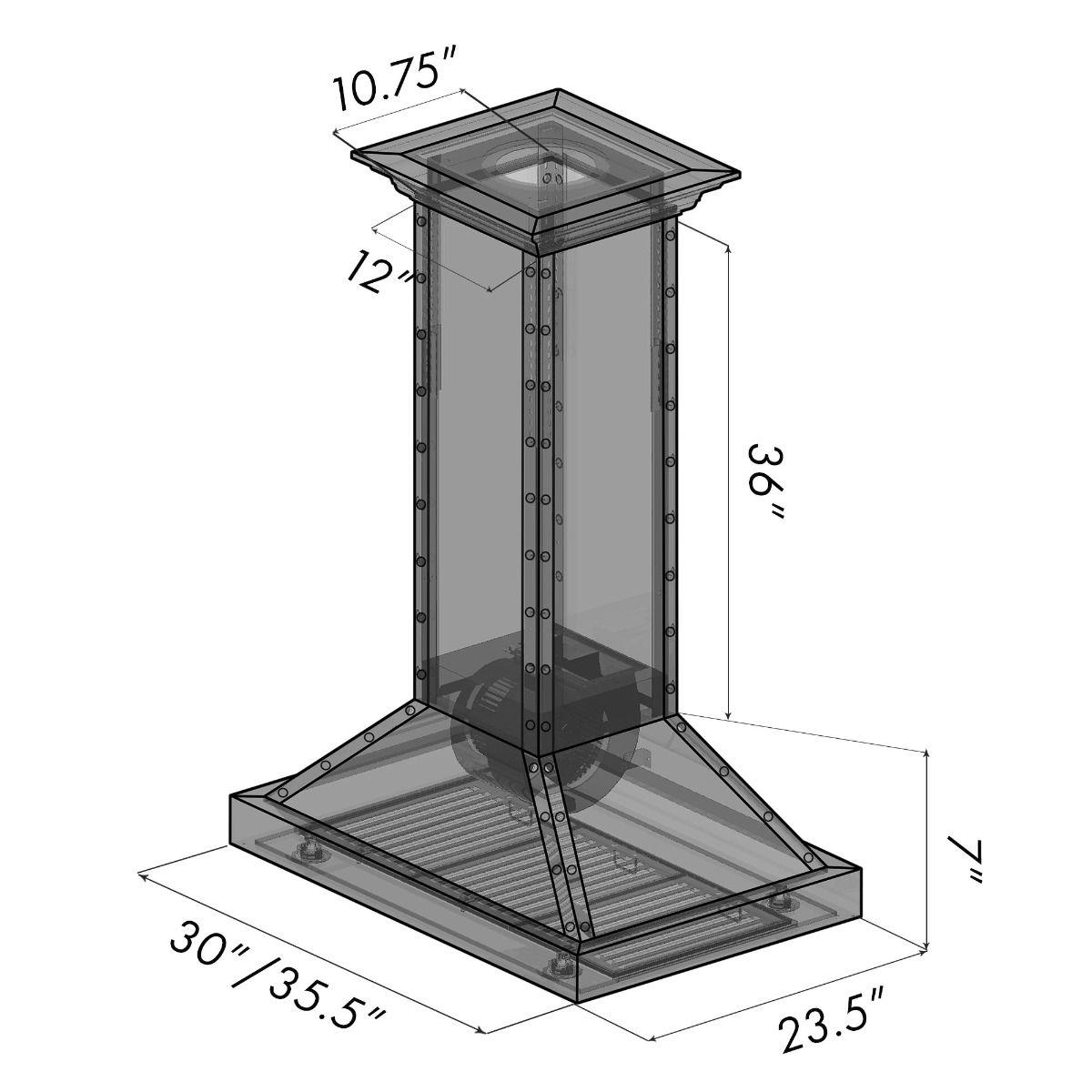 ZLINE 30" Designer Series Stainless Island Range Hood (KB2i-4SSXS-30)