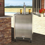 24" Outdoor Single Tap Mobile Beer Dispenser with Stainless Steel Door - Solid Stainless Steel Door With Lock, Right Hinge