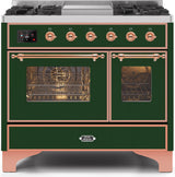 Majestic II 40 Inch Dual Fuel Natural Gas Freestanding Range in Emerald Green with Copper Trim