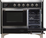 Majestic II 40 Inch Electric Freestanding Range in Glossy Black with Chrome Trim