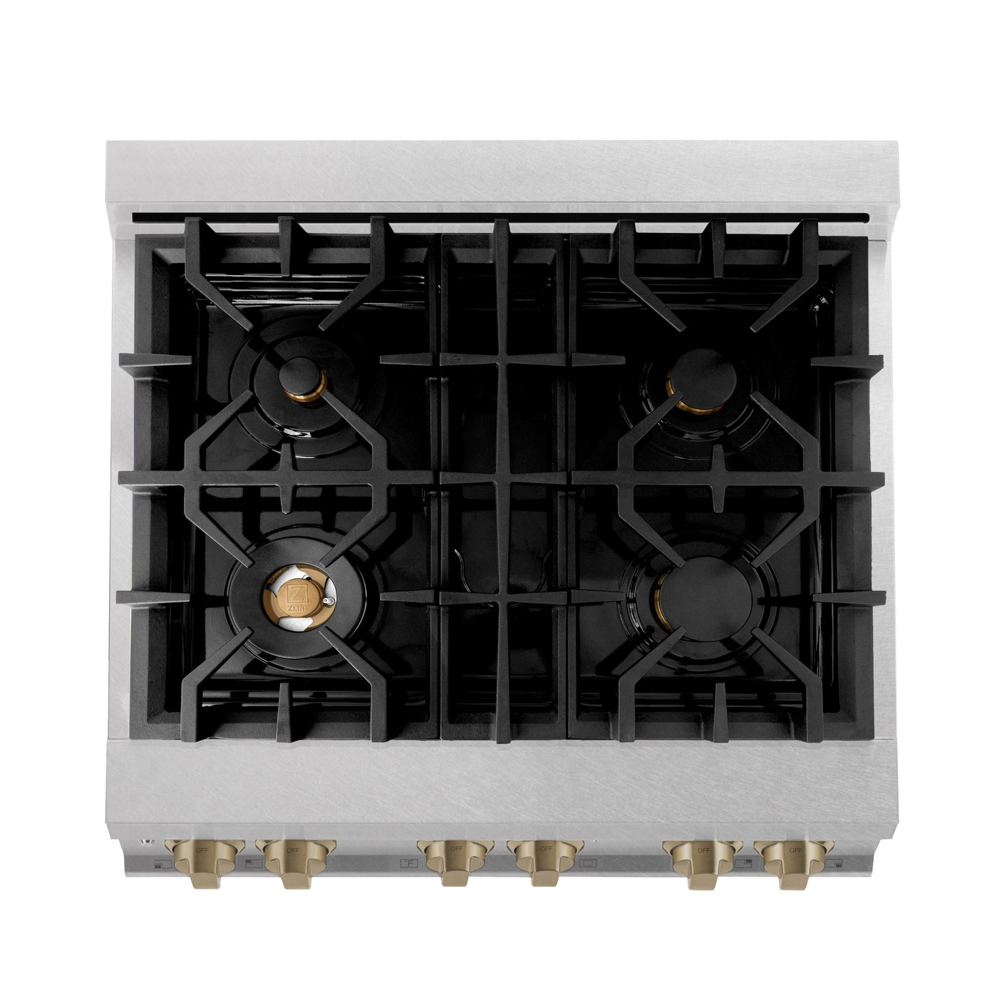 ZLINE Autograph Edition 30" 4.0 cu. ft. Dual Fuel Range with Gas Stove and Electric Oven in DuraSnow Stainless Steel with Accents (RASZ-SN-30) [Color: Champagne Bronze]