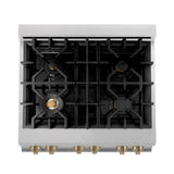 ZLINE Autograph Edition 30" 4.0 cu. ft. Dual Fuel Range with Gas Stove and Electric Oven in DuraSnow Stainless Steel with Accents (RASZ-SN-30) [Color: Champagne Bronze]