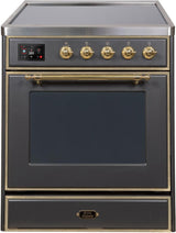 Majestic II 30 Inch Electric Freestanding Range in Matte Graphite with Brass Trim