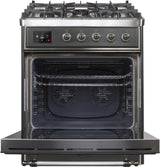 Majestic II 30 Inch Dual Fuel Natural Gas Freestanding Range in Matte Graphite with Chrome Trim