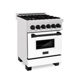 ZLINE Autograph Edition 24" 2.8 cu. ft. Dual Fuel Range with Gas Stove and Electric Oven in DuraSnow Stainless Steel with White Matte Door and Accents (RASZ-WM-24) [Color: Matte Black]