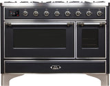 Majestic II 48 Inch Dual Fuel Natural Gas Freestanding Range in Matte Graphite with Chrome Trim