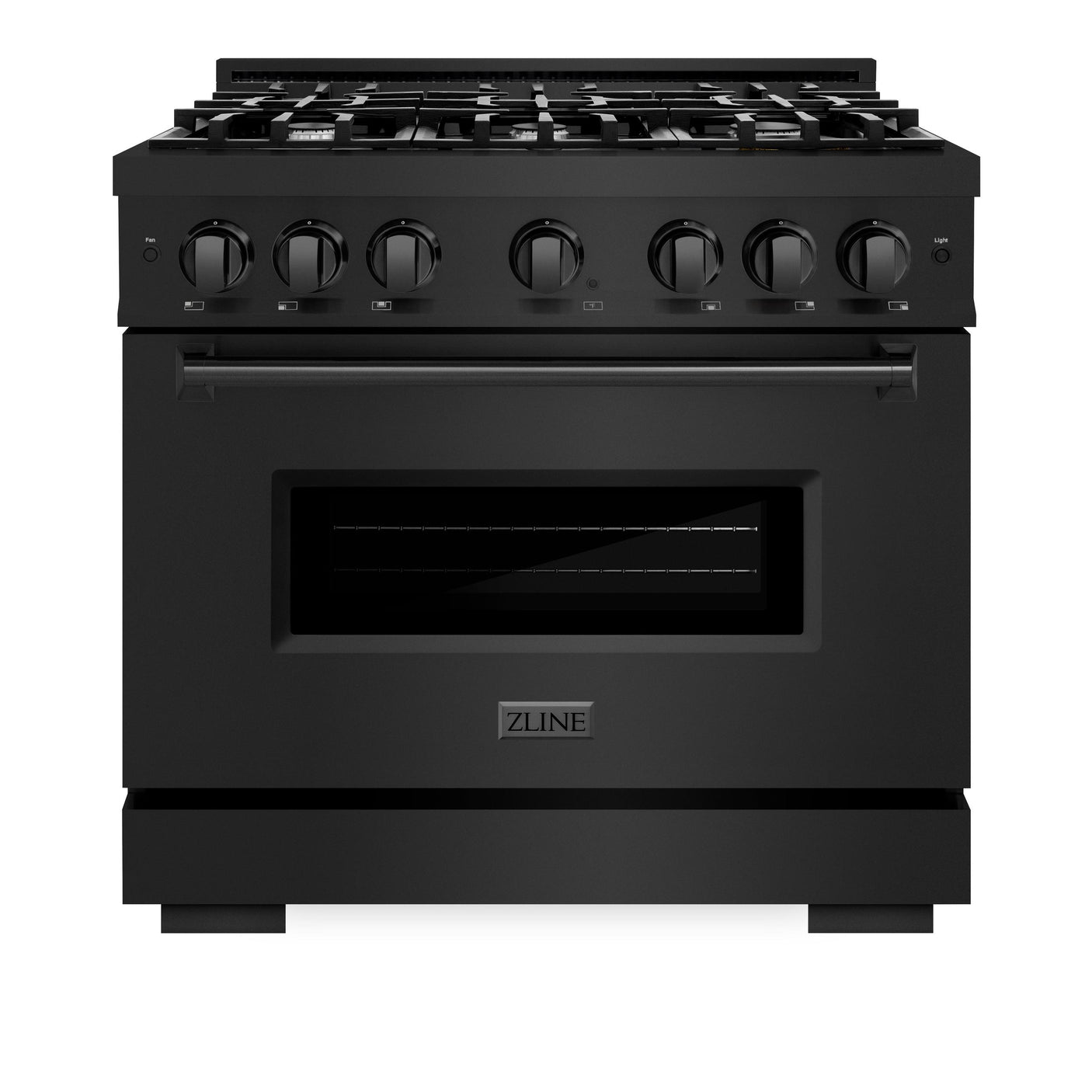 ZLINE 36 in. 5.2 cu. ft. Classic Dual Fuel Range with 6 Burner Gas Cooktop and Electric Convection Oven in Black Stainless Steel (CDRB-36)