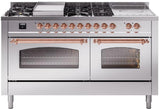 Nostalgie II 60 Inch Dual Fuel Liquid Propane Freestanding Range in Stainless Steel with Copper Trim