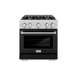 ZLINE 30 in. 4.2 cu. ft. Select Dual Fuel Range with 4 Burner Gas Cooktop and Electric Convection Oven in Stainless Steel with Black Matte Door (HDR-BLM-30)