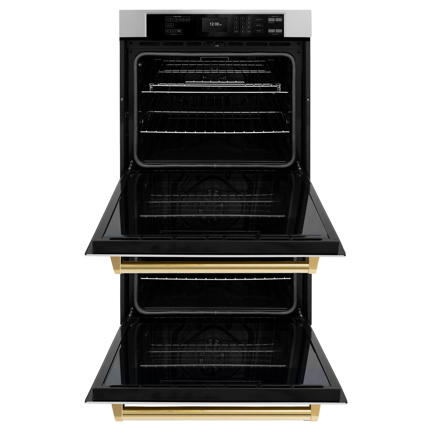 ZLINE 30 in. Autograph Edition Professional True Convection Double Wall Oven with Air Fry and Self Clean in Stainless Steel with Polished Gold Handles (WADZ-30-G)