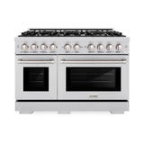 ZLINE 48 in. 6.7 cu. ft. Select Double Oven Dual Fuel Range with 8 Burner Gas Cooktop in Stainless Steel (HDR48)