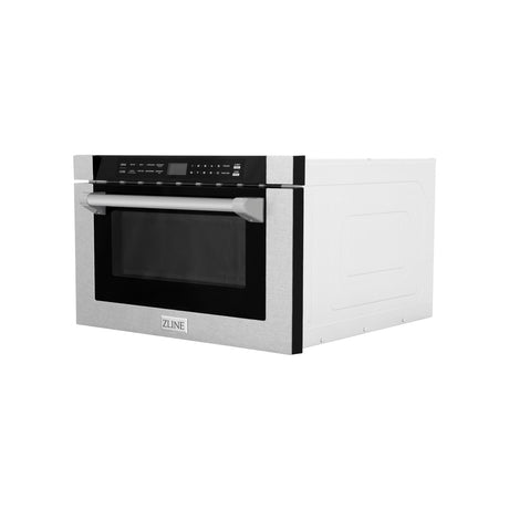 ZLINE 24" 1.2 cu. ft. Built-in Microwave Drawer with a Traditional Handle in DuraSnow Stainless Steel (MWD-1-SS-H)