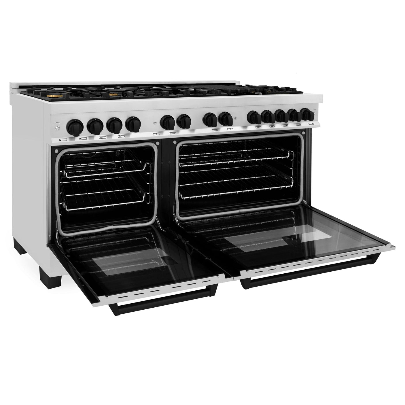 ZLINE Autograph Edition 60" 7.4 cu. ft. Dual Fuel Range with Gas Stove and Electric Oven in Stainless Steel with Accents (RAZ-60) [Color: Matte Black]