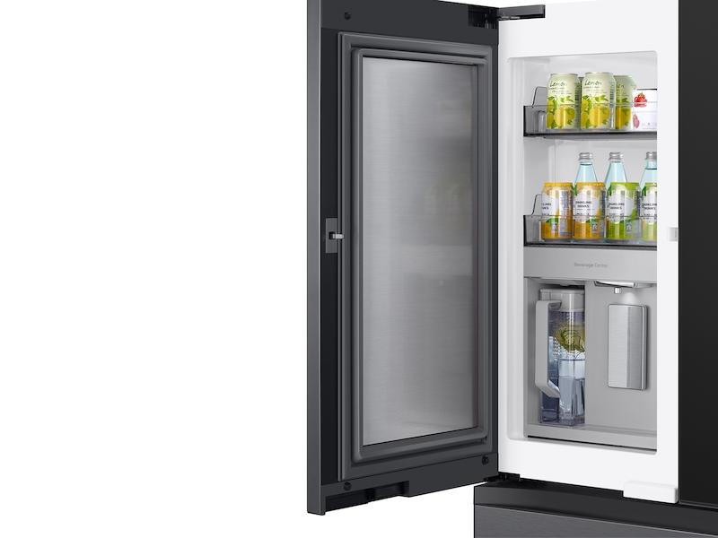 Bespoke Counter Depth 4-Door French Door Refrigerator (23 cu. ft.) - in Charcoal Glass Top and Family Hub™ Panels with Stainless Steel Middle and Bottom Panels