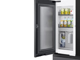 Bespoke Counter Depth 4-Door French Door Refrigerator (23 cu. ft.) - in Charcoal Glass Top and Family Hub™ Panels with Stainless Steel Middle and Bottom Panels