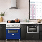 ZLINE 30 in. Dual Fuel Range with Gas Stove and Electric Oven in Stainless Steel (RA30) [Color: Blue Matte]