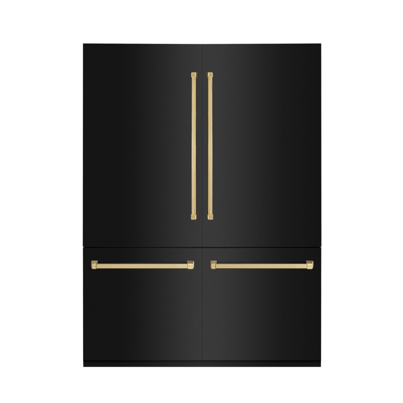 ZLINE 60" Autograph Edition 32.2 cu. ft. Built-in 4-Door French Door Refrigerator with Internal Water and Ice Dispenser in Black Stainless Steel with Polished Gold Accents (RBIVZ-BS-60-G)