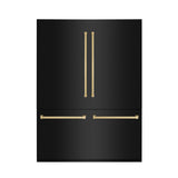 ZLINE 60" Autograph Edition 32.2 cu. ft. Built-in 4-Door French Door Refrigerator with Internal Water and Ice Dispenser in Black Stainless Steel with Polished Gold Accents (RBIVZ-BS-60-G)