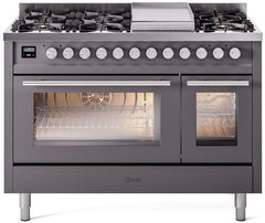 Professional Plus II 48 Inch Dual Fuel Natural Gas Freestanding Range in Matte Graphite with Trim