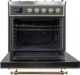 Majestic II 30 Inch Dual Fuel Liquid Propane Freestanding Range in Blue Grey with Brass Trim