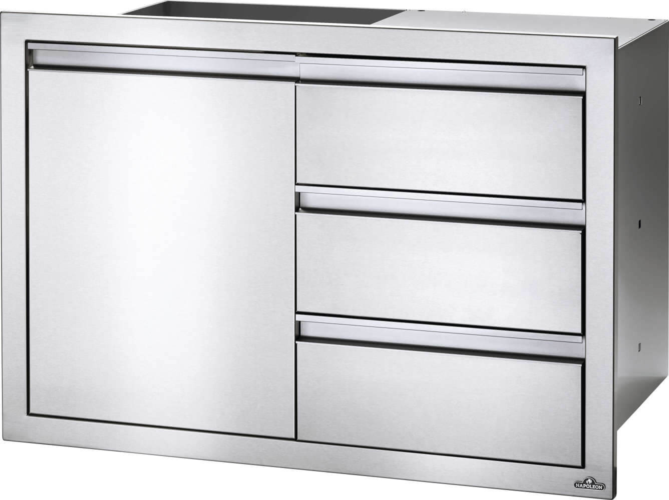 36 x 24 inch Single Door & Triple Drawer Combo and Triple Drawer, Stainless Steel