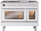 Professional Plus II 48 Inch Dual Fuel Natural Gas Freestanding Range in White with Trim