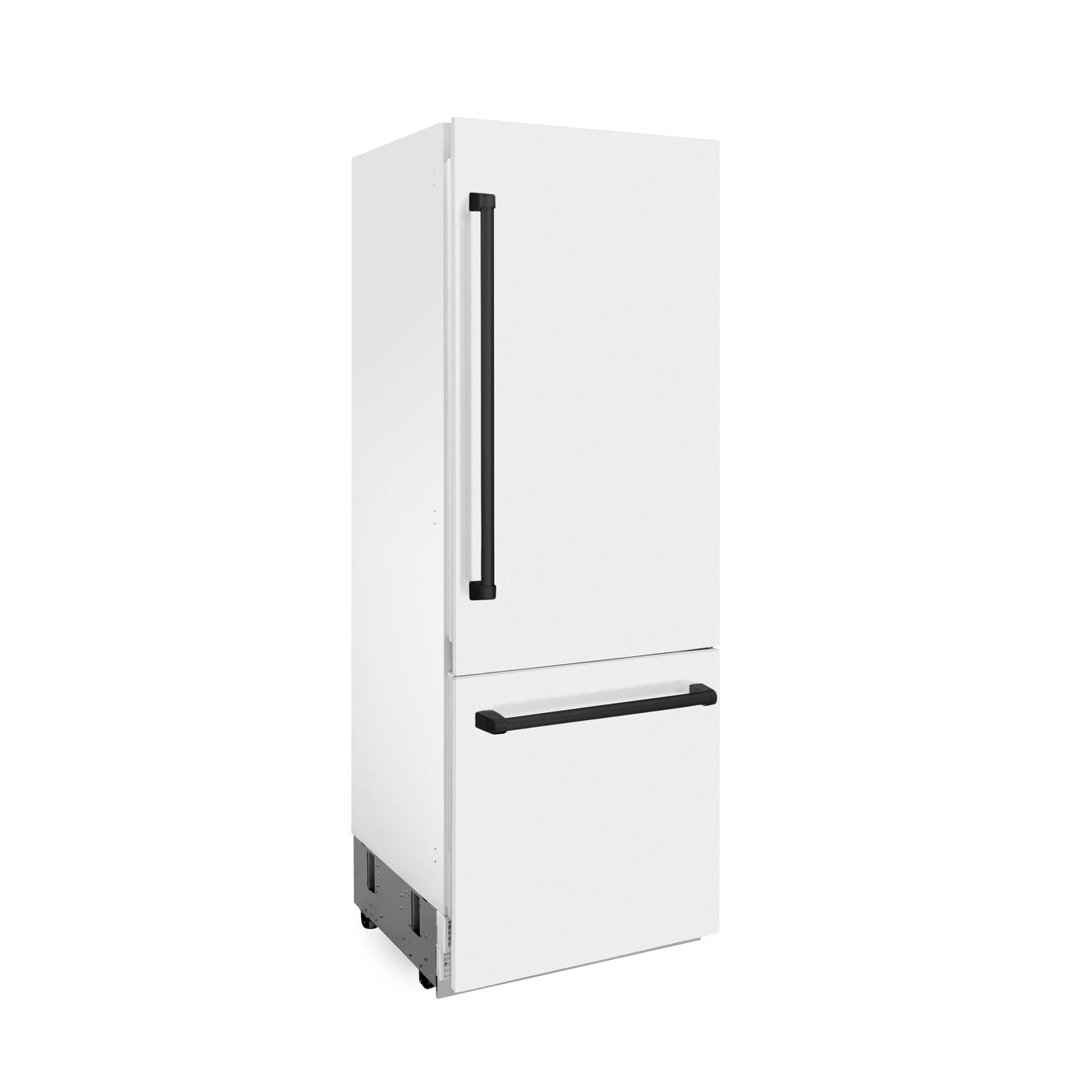 ZLINE 30" Autograph Edition 16.1 cu. ft. Built-in 2-Door Bottom Freezer Refrigerator with Internal Water and Ice Dispenser in White Matte with Matte Black Accents (RBIVZ-WM-30-MB)