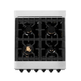 ZLINE Autograph Edition 24" 2.8 cu. ft. Range with Gas Stove and Gas Oven in Stainless Steel with White Matte Door and Matte Black Accents (RGZ-WM-24) [Color: Champagne Bronze]