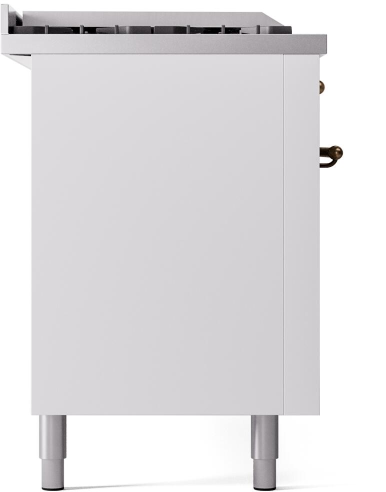 Nostalgie II 60 Inch Dual Fuel Natural Gas Freestanding Range in White with Bronze Trim