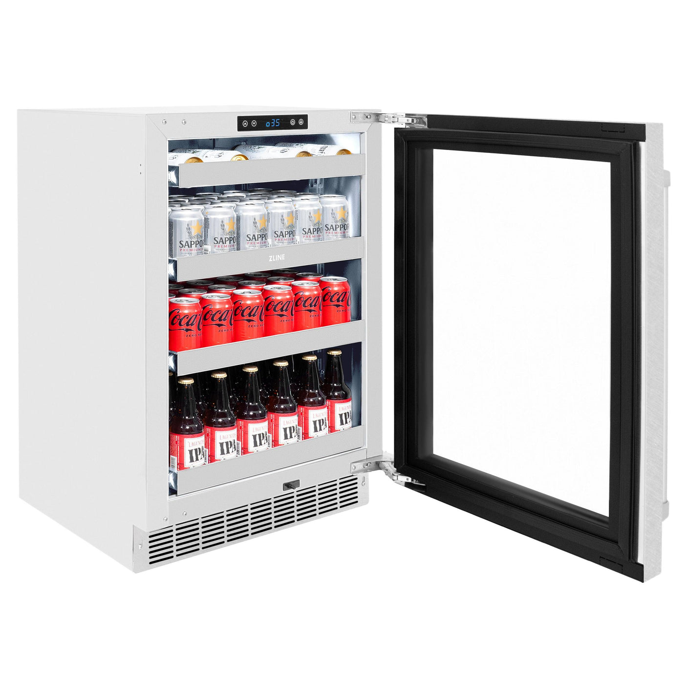 ZLINE 24 in. Touchstone 151 Can Beverage Fridge With DuraSnow' Stainless Steel Glass Door (RBSO-SN-24)