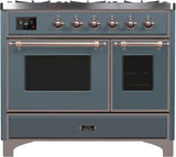 Majestic II 40 Inch Dual Fuel Liquid Propane Freestanding Range in Blue Grey with Bronze Trim